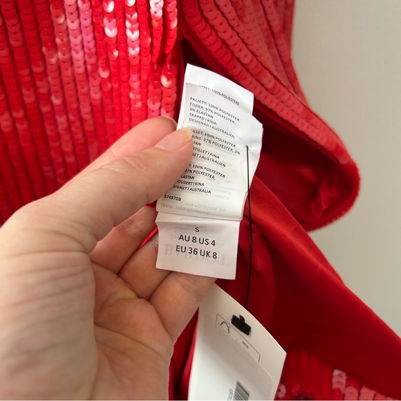 Bardot Beckett Sequin Midi Dress in Lipstick Red NWT Size 4 - Picture 9 of 15